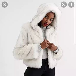 Faux fur jacket with hood